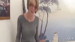 Beautiful amateur long boobed french blonde analyzed n cummed on