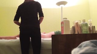 Secret Webcam At Wax Salon women Strokes Rough Penis Of Customer
